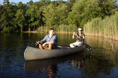 Jeff and John in a canoe
